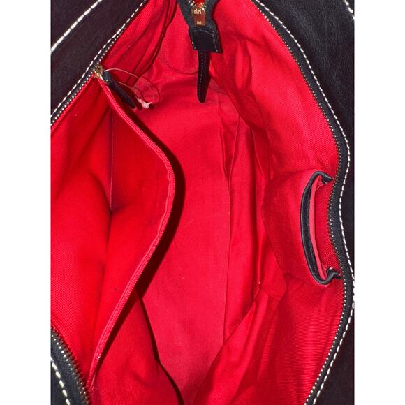 Dooney & Bourke Black Gray Canvas Double Top Handle Logo Satchel Bag - Picture 5 of 8